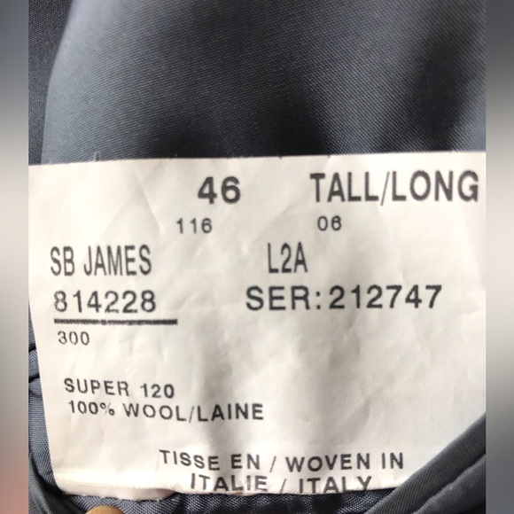 Samuelsohn blazer Sz 46 tall long Italian 120’s wool grey brown checks - Picture 4 of 6